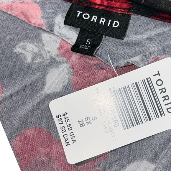 NWT Torrid Babydoll Studio Knit Chiffon Sleeves Surplice Top Size 5X B1 - Picture 4 of 6